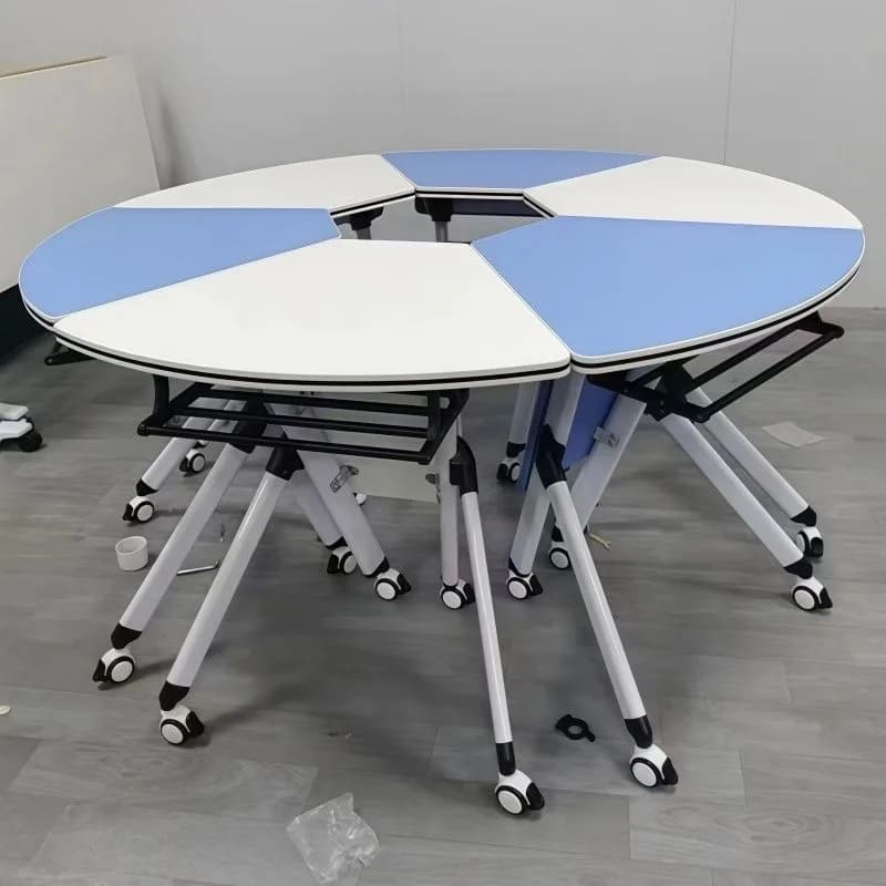 Round new folding training table, hexagonal multi-functional mobile smart classroom conference table, student combination table