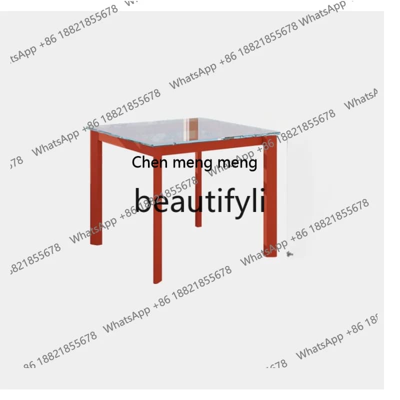 Tempered glass balcony table Modern simple square reception room negotiation table and chairsH