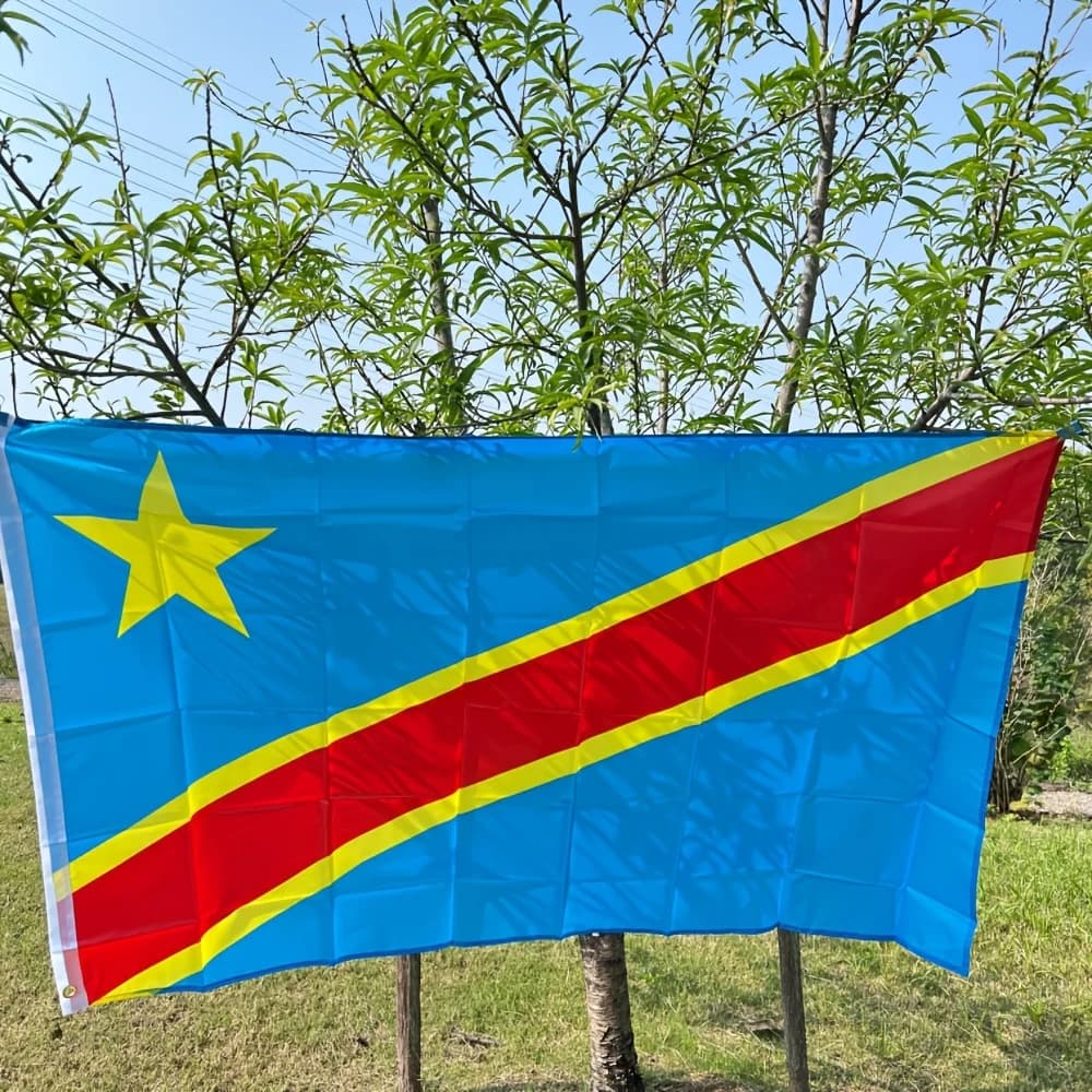 1pc Congo Flag 90x150cm, with 2 Grommets on Shaft Cover, Congo Democratic Republic of The Congo 3x5ft National Flag Home Decor
