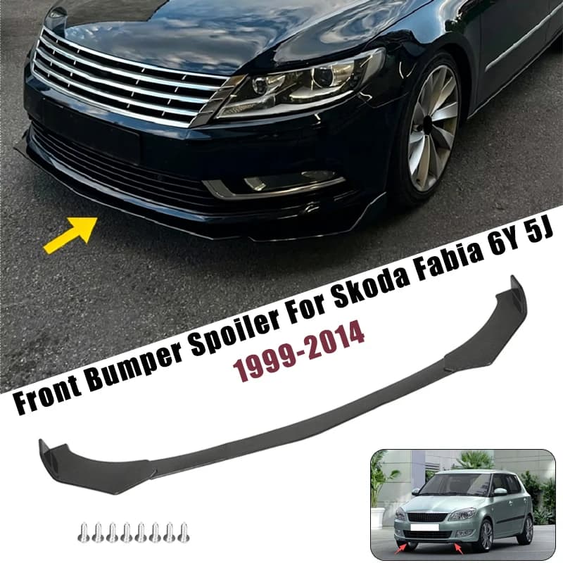 Sport Front Bumper Splitter Spoiler Lip For Skoda Fabia 6Y 5J 1999-2014 5Pcs Adjustable Sectional Car Exterior Tuning Body Kit
