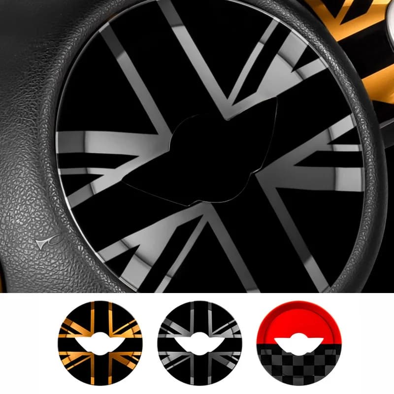 British Flag Style Steering Wheel Center Panel Cover Stickers Decal For MINI Cooper R56 R55 R57 R58 R59 R60 R61 R50 R52 R53