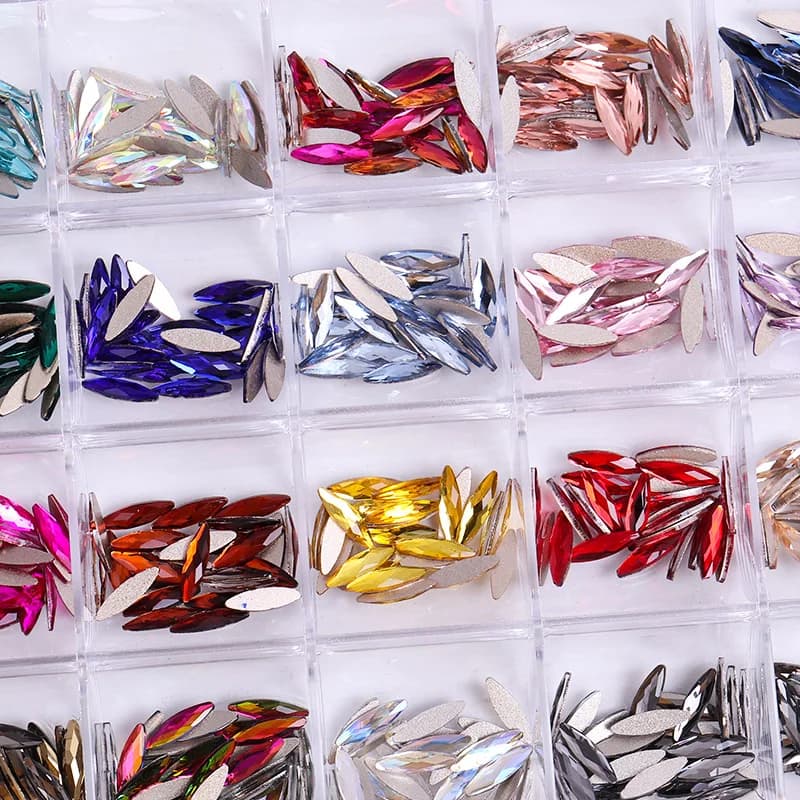 Wholesale 24 Grid/Box 3D Metallic Luxury Premium Flower Design Rhinestones Nail Art Decorations Manicure Gems