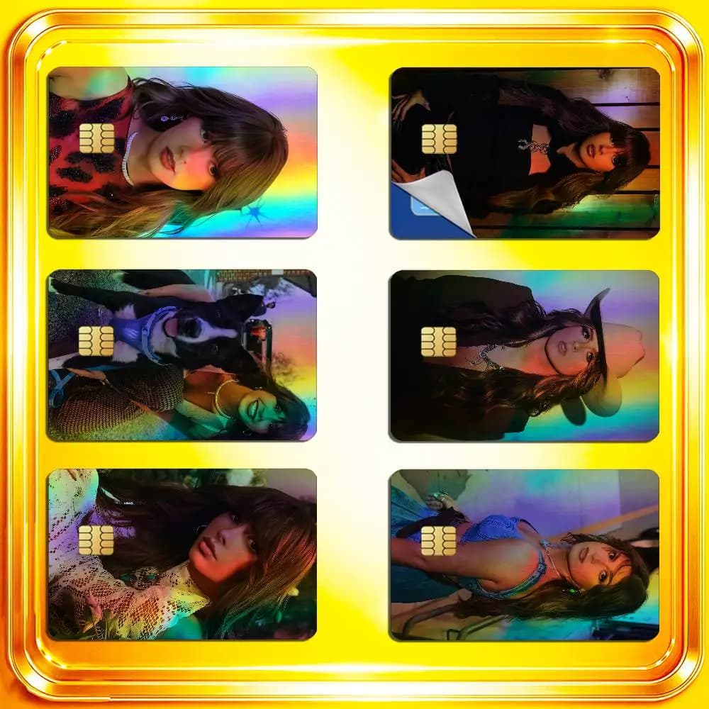 For Ella Langley Credit Bank Sticker ID Access Card Cover Skin Rainbow Color Laser Stickers Film
