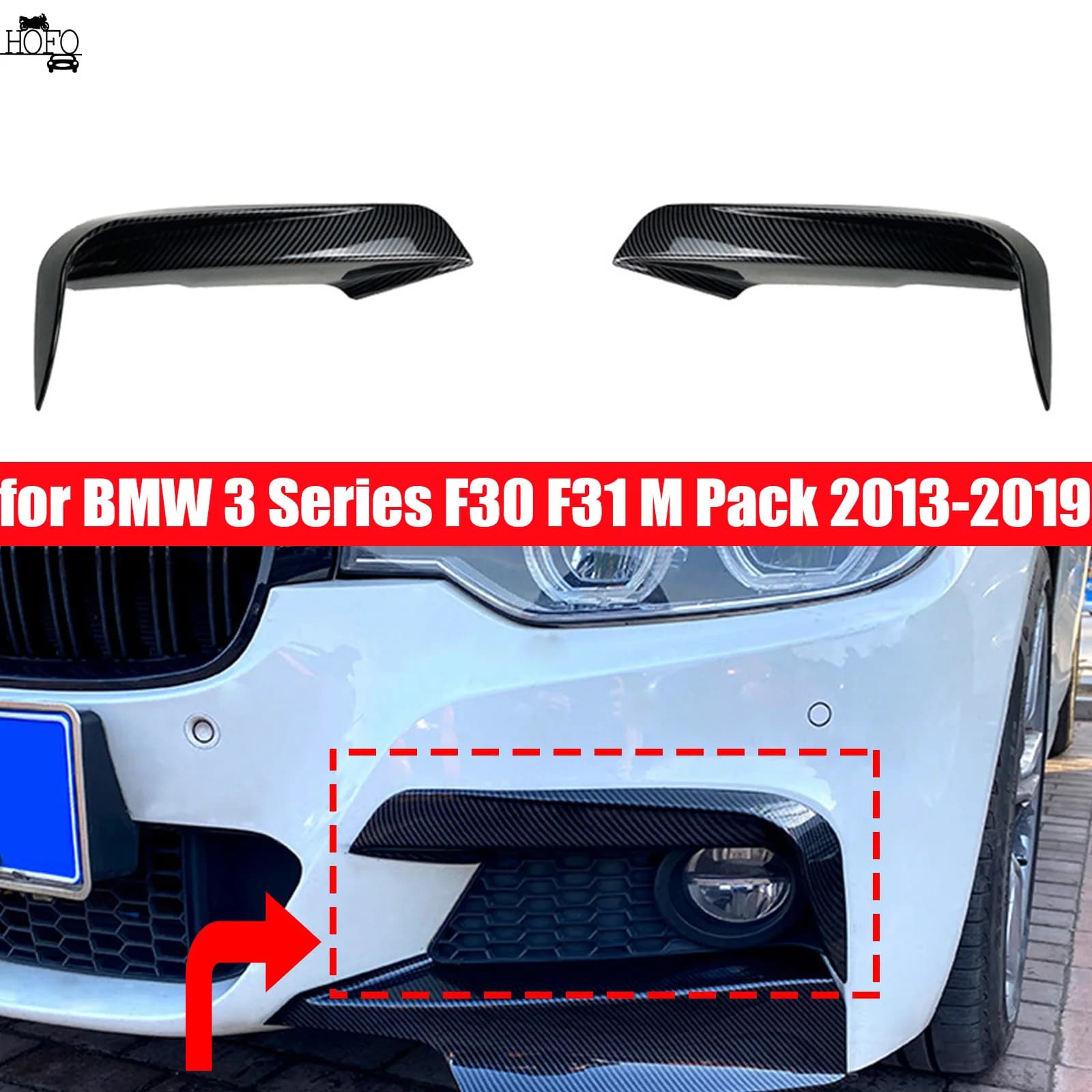 Front Bumper Lip Side Splitter Spoiler Fog Lamp Grille For BMW 3 Series F30 F31 M Pack 2013-2019 Diffuser Body Kits Tuning