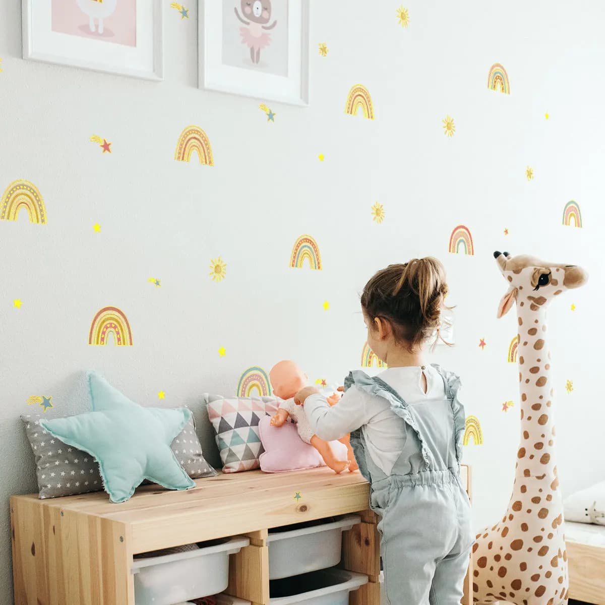 DIY Gold Foil Rainbow Star Wall Decals - Removable Celestial Decor for Kids' Room & Nursery
