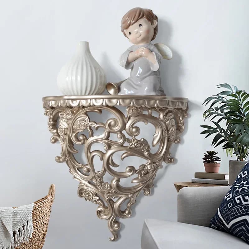 Wall Decorative Shelf Creative European-style Home Decor Baroque Style Retro Art Crafts Living Room Wall Hanging Storage Rack