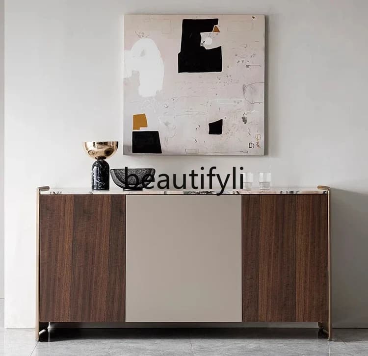 Italian light luxury marble dining side cabinet modern minimalist double door locker living room furniture