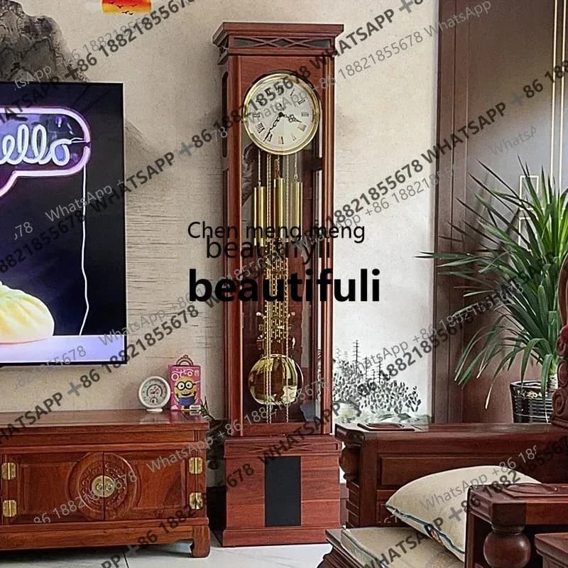 A   R New Chinese floor clock Living room simple solid wood movement Mechanical floor clock R