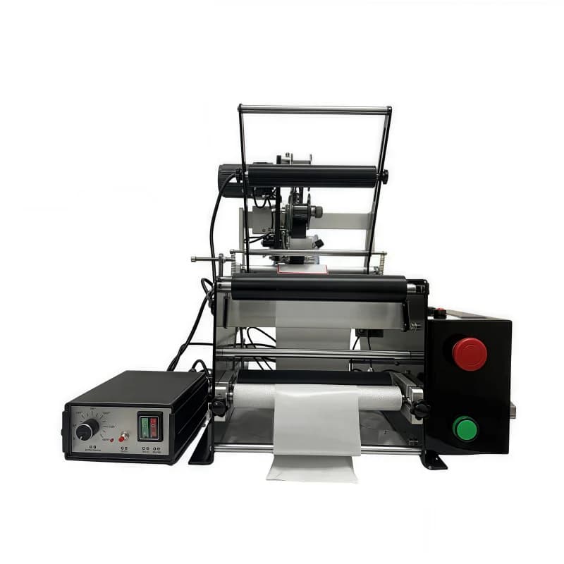 Small Desktop Semi Automatic Wine Tin Cans Jar Round Bottles Adhesive Sticker Labeling Machine