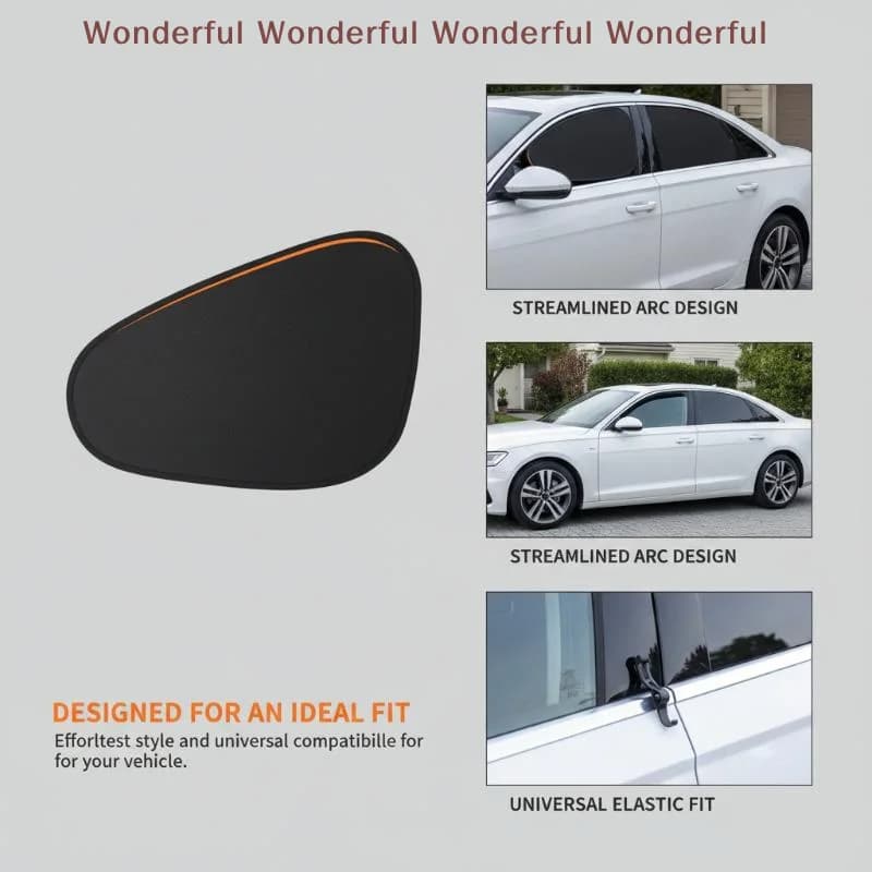 Car Window Sun Shade Curtain Set 4PCS Electrostatic UV Protection Side Visors for Pet Road Trips