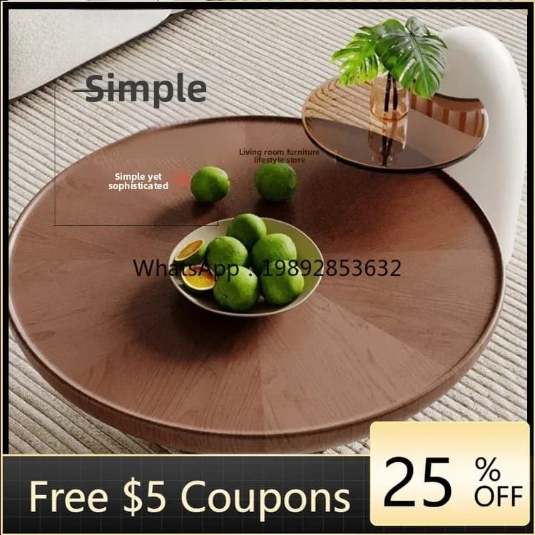 LYY Round Coffee  Simple Walnut Color Living Room Home Italian Minimalist Personality Creative Small Apartment Villa High-end
