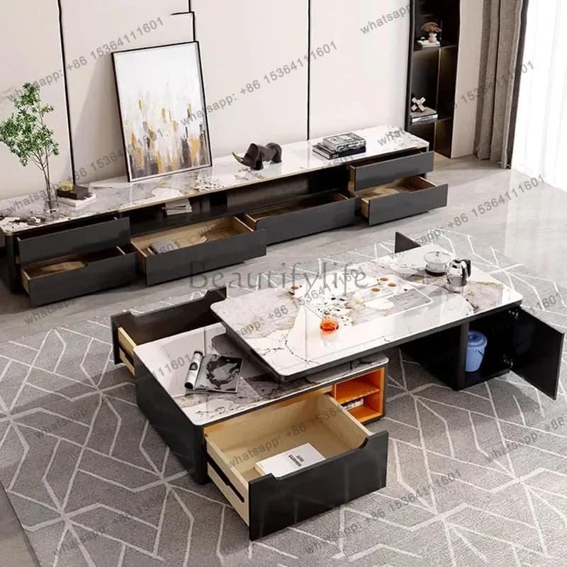 LSLiving Room Luxury Coffee Table Trau Modern Organizer Nordic Mobile Coffee Table White Apartamento Stoliki Do Kawy Furniture