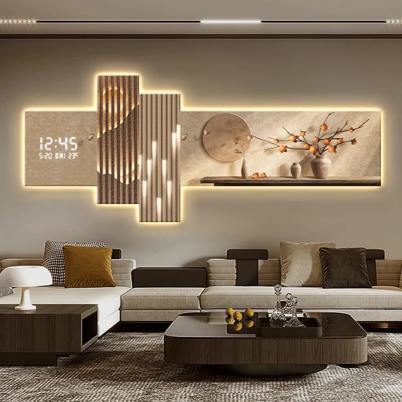 Temperature And Date Wall Clock Light Design Nordic Luxury Digital Clocks Wall Living Room Large Bedroom Outdoor Home Decoration