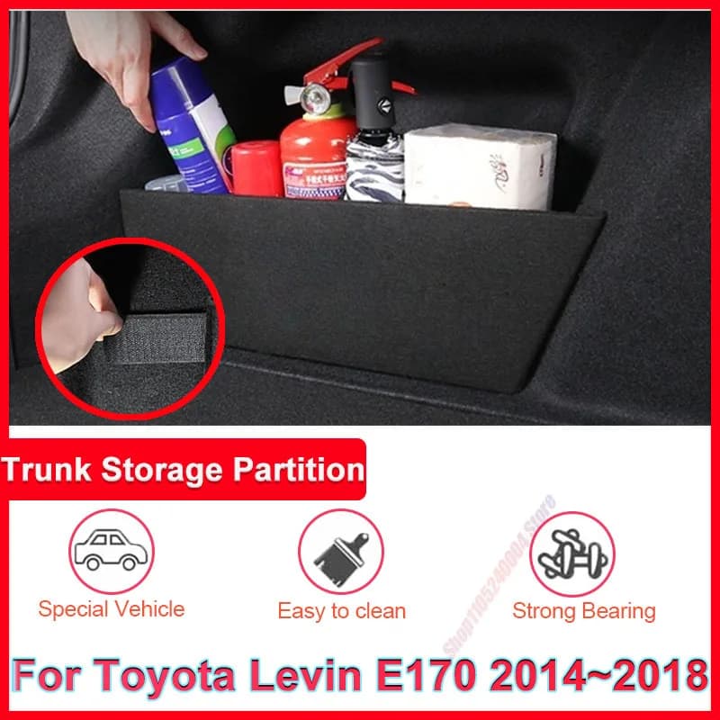 For Toyota Corolla Levin E170 2014~2018 Car Storage Box Trunk Organizer Partition Thicken Side Box Auto Interior Parts Accessori