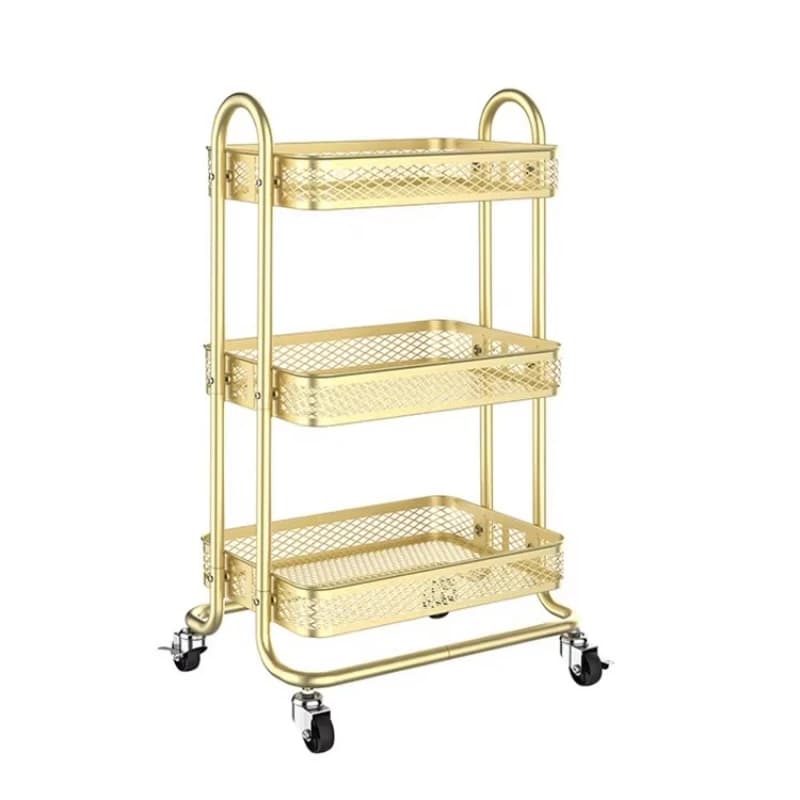 Multifunctional floor-to-ceiling multi-layer shelf kitchen mobile storage rack metal wheeled storage truck