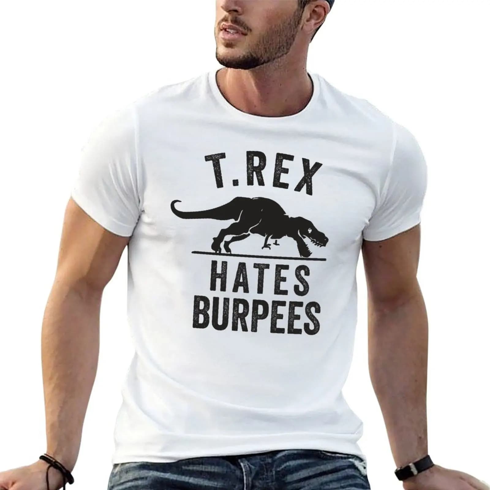 T Rex Hates Burpees T-Shirt custom t shirt baggy shirts tee shirts for men