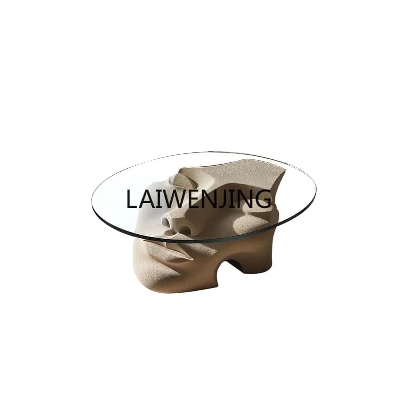 LJY face sculpture coffee table fiberglass special-shaped low table glass coffee table