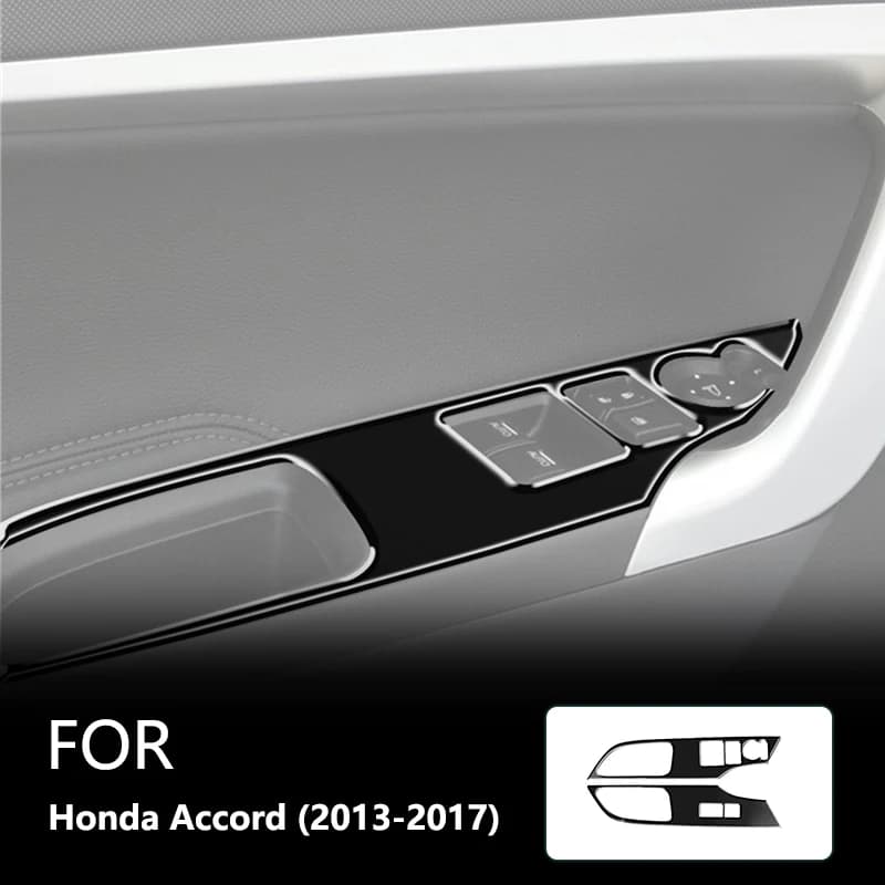 For Honda Accord 2013 2014 2015 2016 2017 Window Lift Panel Brand New ABS Gloss Black Safeguard Sticker Car Interior Accessories