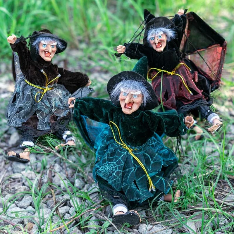 Electric Light-Up Witch Door Hanging Parachute Pendant Bar Counter Haunted House Decoration