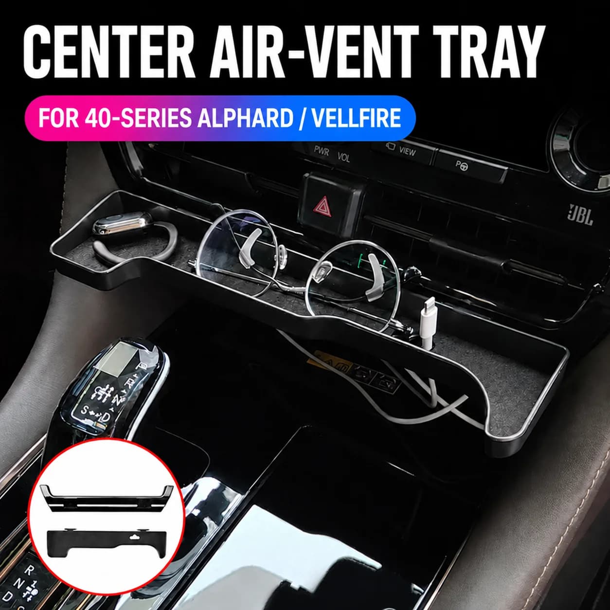Car Dashboard Air Vent Organizer for Toyota Alphard Vellfire 40 Series Phone Holder Card Box or Storage Tray ABS Accessories