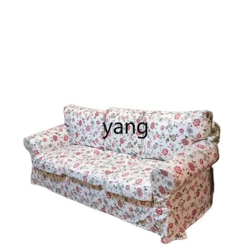 LMM small apartment French retro pastoral floral removable and washable double triple sofa