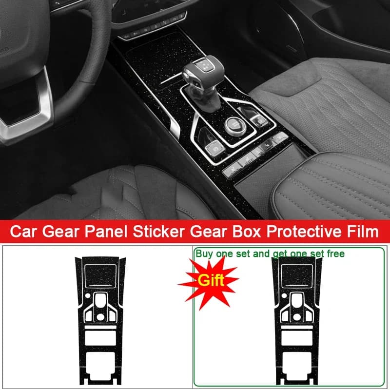 Car Interior Sticker For HONGQI HS5 2022 2023 Car Gear Panel Sticker Gear Box Protective Film Carbon Fiber Black Auto Accessory