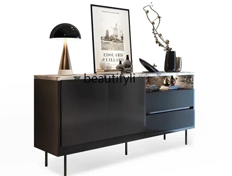 54Italian minimalist entrance cabinet opposite the door Designer villa living room High-end marble dining side lockerSSS