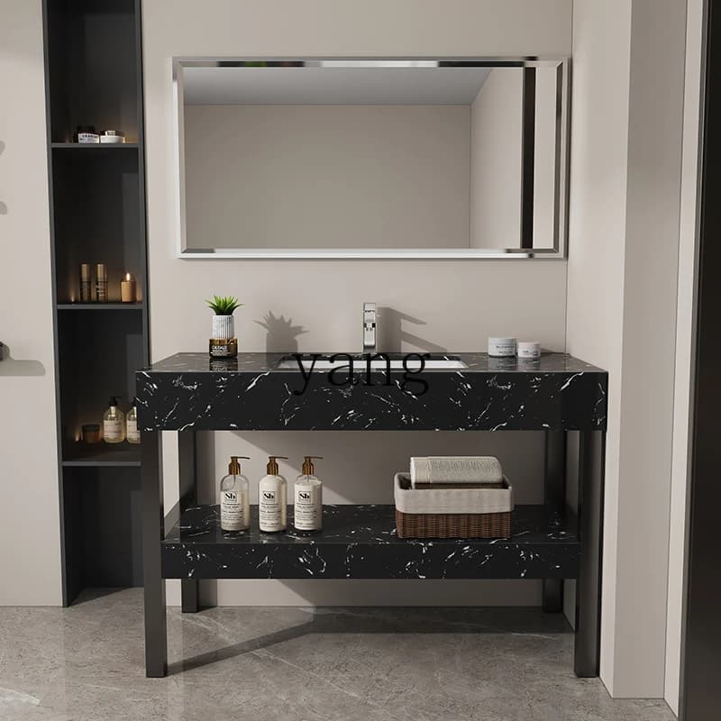 LTT simple bathroom marble floor vanity basin household double bathroom cabinet