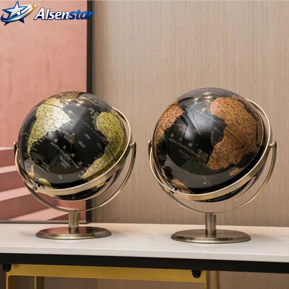 Home Decor Accessories Retro World Globe Modern Desktop Globe Geography Creative Learning Map For Kids Education Red Gold 2 Size