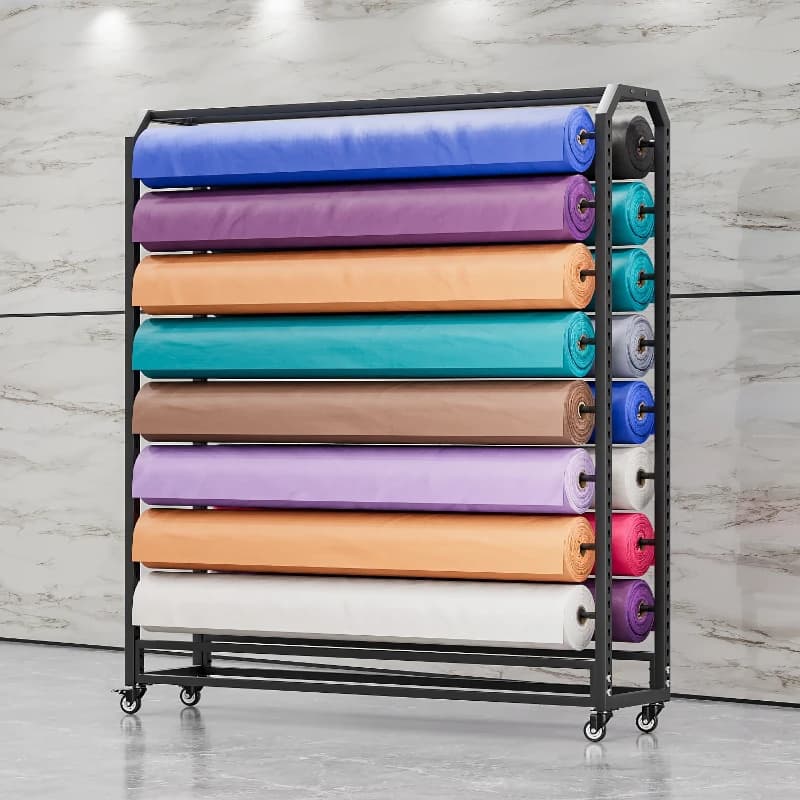 Fabric display rack with wheels can push textile fabric fabric rack carpet shelf tablecloth leather roll display rack