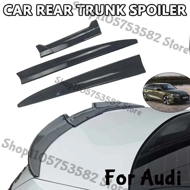 3Pcs DIY Cuttable Rear Trunk Spoiler Roof Wing Matte Black Universal Car Spoiler For Audi Sedan Hatchback Modification