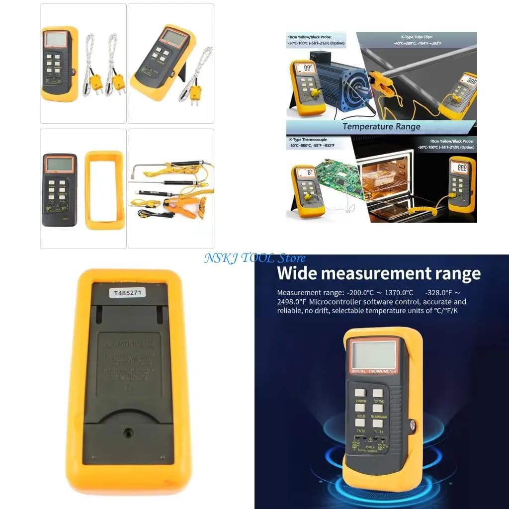 L8RC Two Channel Digital Thermometers With Large LCDs Display For High Temperatures Measurement Up To 1300C