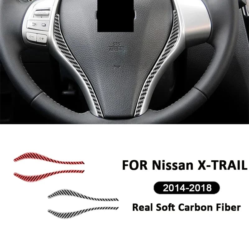 Carbon Fiber SUV Steering Wheel Central Panel Trim Strips Decoration Stickers For Nissan X-TRAIL 2014-2018 Interior Accessories