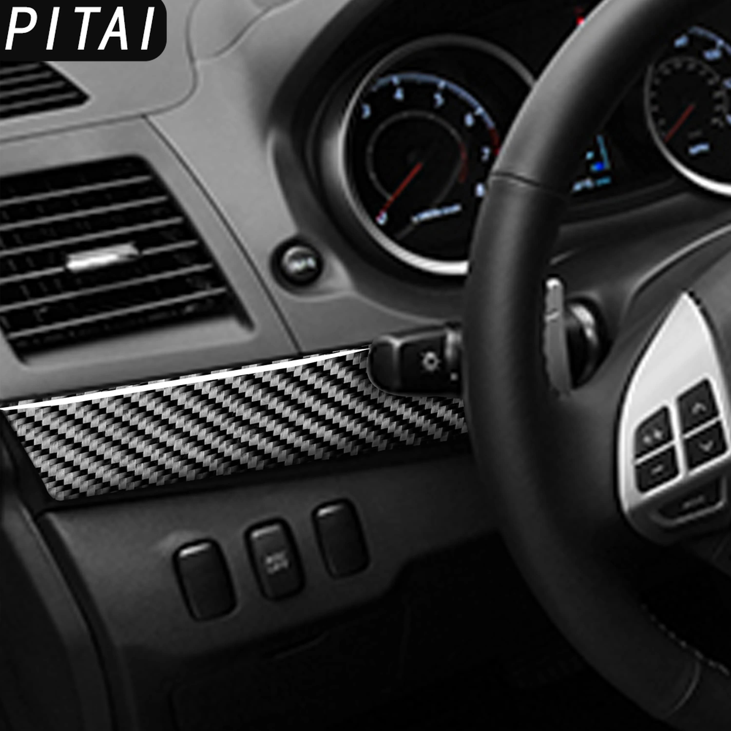 For Mitsubishi Lancer GTS ES DE 08-15 Carbon Fiber Dash Center Console Panel Trim Strips Interior Decoration Accessories Sticker