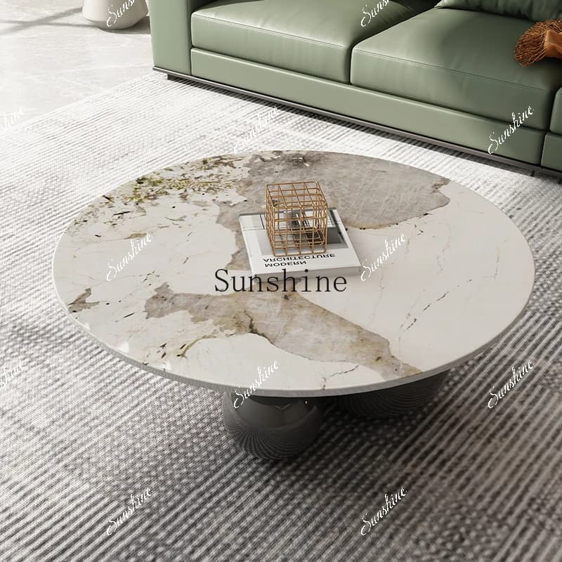 Creative stainless steel senior rock slab tea table simple sofa edge   FT