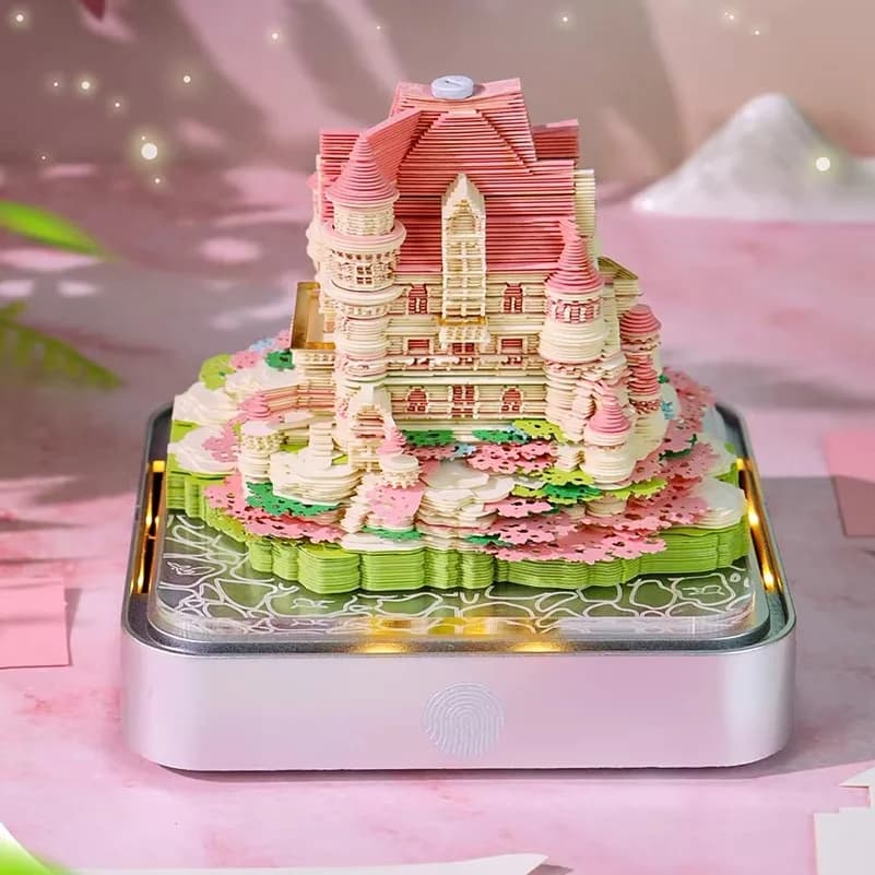 Desktop Calendar With LED Lighting Memo Pad 3D Paper Artistry Tear Away Pages Desk Planner Perfect For Christmas Home Decoration