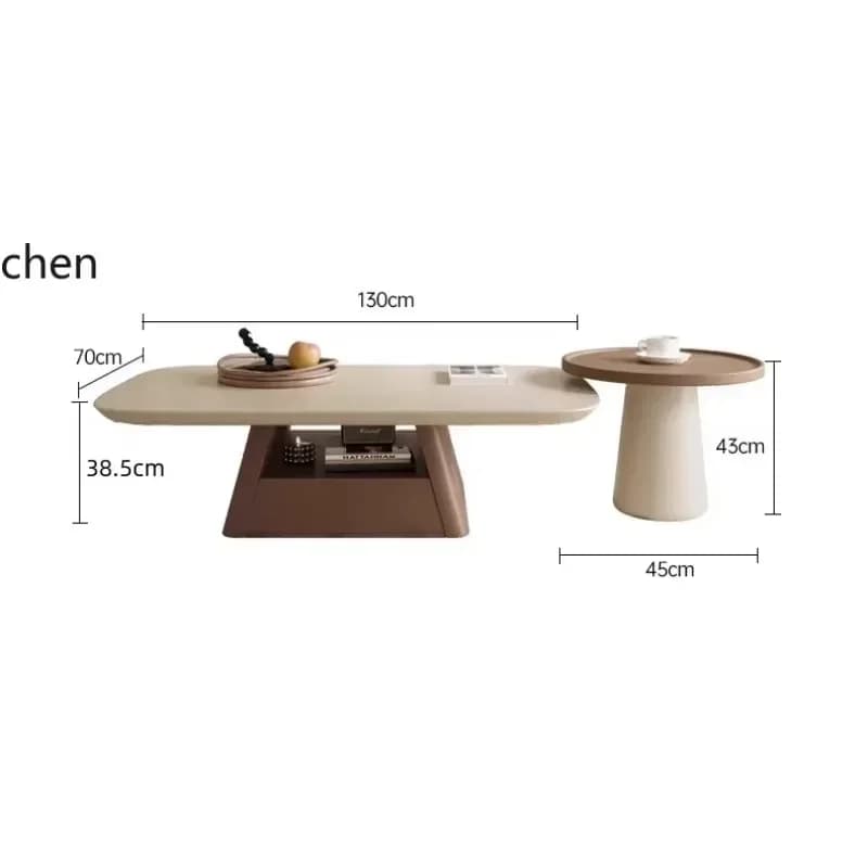 DSA  Minimalist Coffee Table for Living Room, Small Apartment, Vintage Style, Light