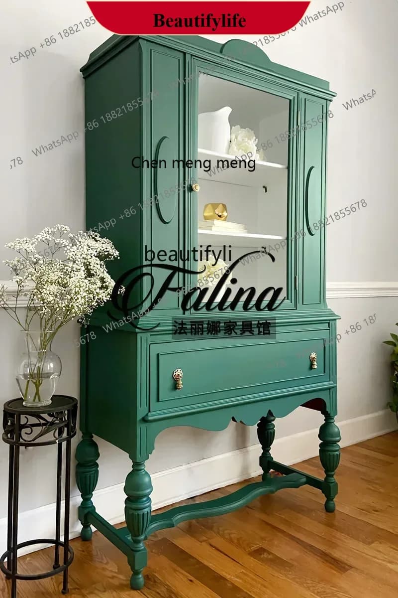 D178  French neoclassical solid wood, high-end side cabinet, American European-style engraved wall storage side cabinet