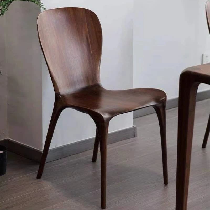 Modern design solid wood waterproof eco-friendly dining chair with ergonomic curved backrest