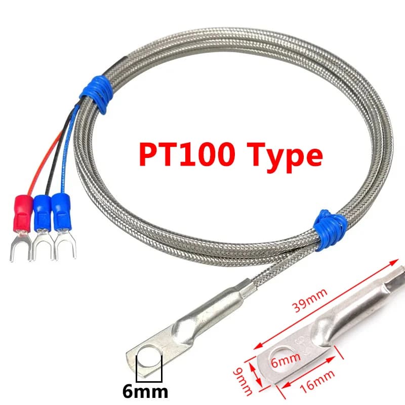 6mm Hole Washer K/PT100 Type Thermocouple Temperature Sensor Probe 1-10M Cable For Industrial Temperature Sensor 0~600°C