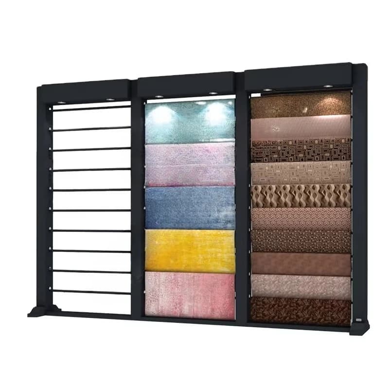 &c Customized Size Carpet Display Stand Rug Display Rack Fabric Display Stand for Showroom