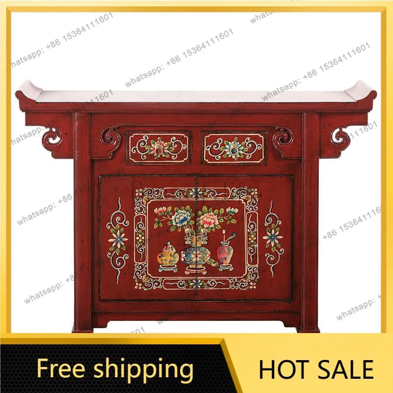 XX. Imitation classical furniture Chinese painted entrance cabinet retro red locker