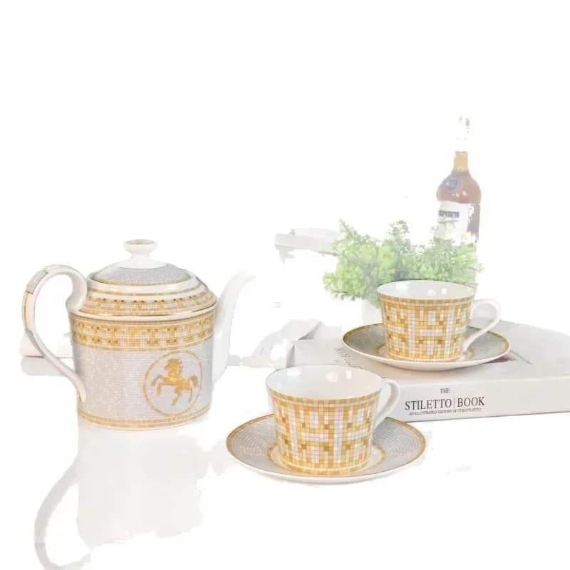 European light luxury bone china afternoon  large pot one pot double cup saucer series modern simple household coffee set