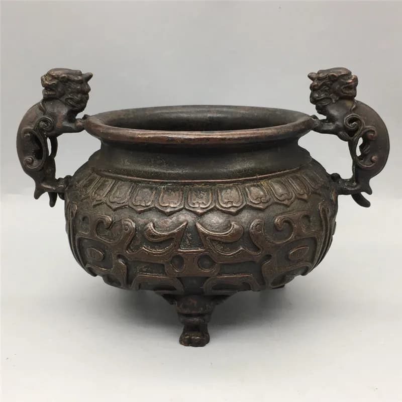 Antique Chinese Pure Brass Pixiu Incense Burner Feng Shui Wealth Attracting Censer Home Buddhism Aromatherapy Furnace