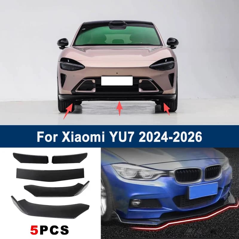 5Pcs Adjustable Sectional Front Bumper Lip Spoiler Splitter For Xiaomi YU7 2024-2026 2025 Car Exterior Modification Parts