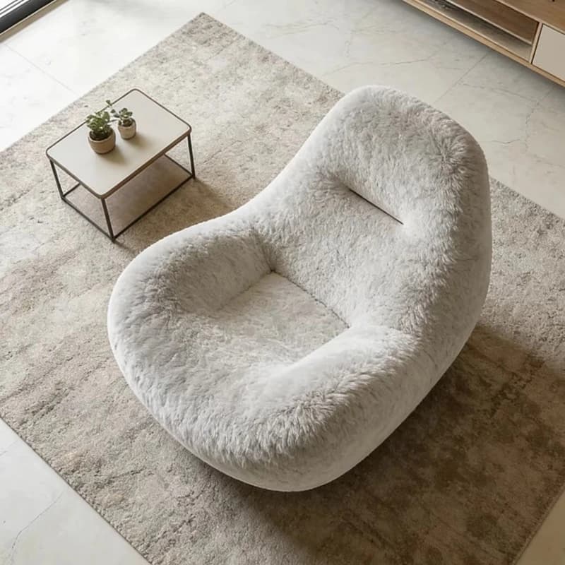 Modern Armchair Fluffy Cashmere Chair Villa Balcony Leisure Furniture Leisure Chair