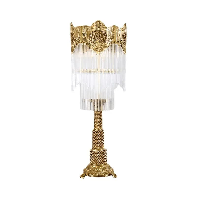 French table lamp, European villa luxury retro pure copper living room large table lamp, bedroom bedside study full copper