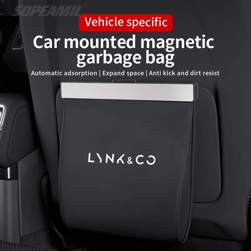 Car Garbage Bag For LYNK&CO 10 01 03 05 06 07 08 09 EM-P 07GT 02 03+ Z10 Z20 900 Magnetic Adsorption Seat Back Hanging Trash can