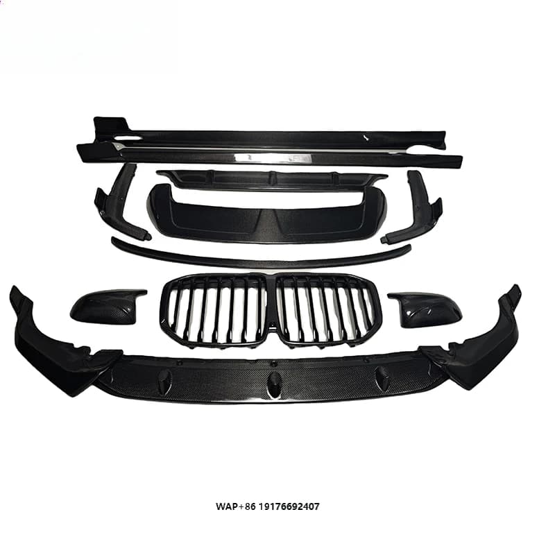 For X7 G07 Pre Carbon Fiber Body Kit Front Lip Rear Diffuser Side Skirts Mirror Cover Grille Roof Wing Middle Wing Car Parts