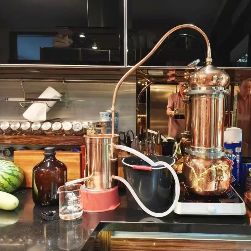 5L Copper Pot Still Mini Distiller for Whiskey Vodka Gin Liquor Home Brewing Alcohol Production Equipment
